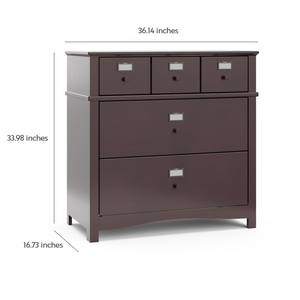 espresso 3 drawer chest with dimensions