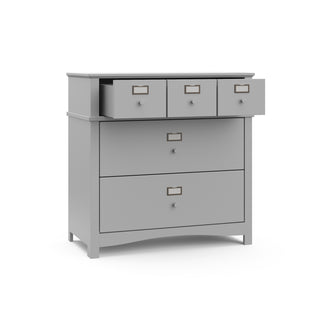 Pebble gray 3 drawer chest with open drawer 