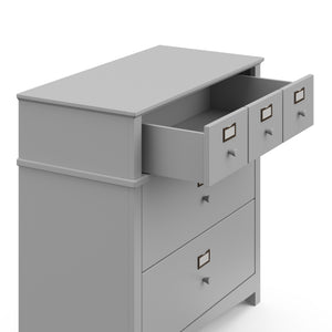 Pebble gray 3 drawer chest with open drawer 