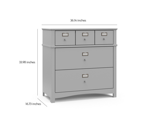 Pebble gray 3 drawer chest with dimensions