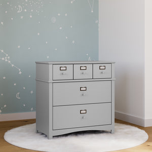 pebble gray 3 drawer chest in nursery
