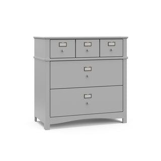 Pebble gray 3 drawer chest angled