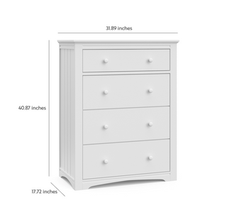White 4 drawer chest with dimensions