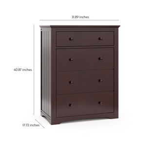 espresso 4 drawer chest with dimensions