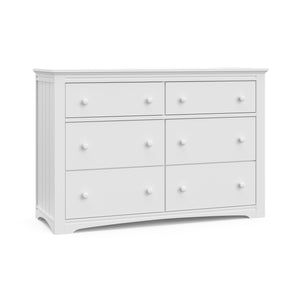 White 6 drawer dresser angled