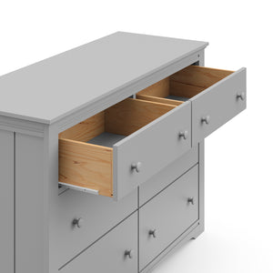 Pebble gray 6 drawer dresser with 2 open drawers