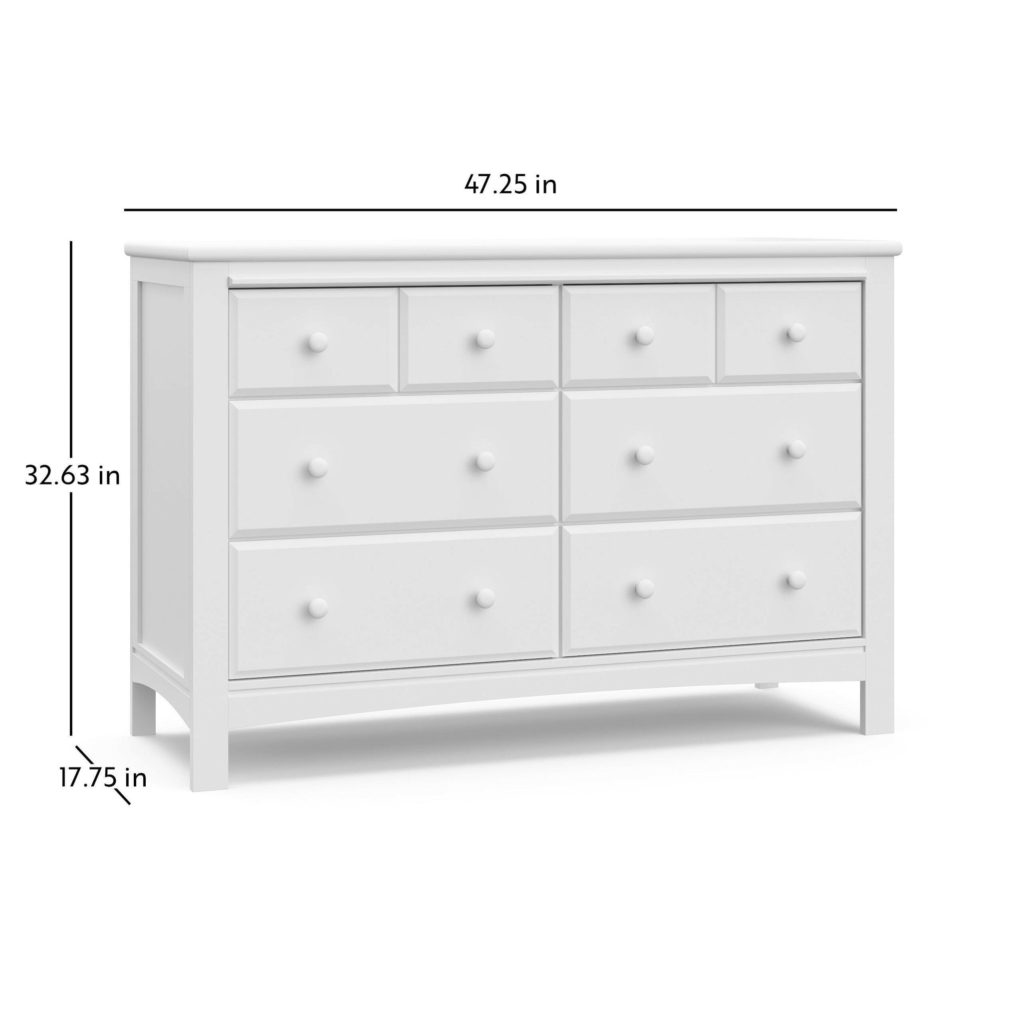 White 6 drawer dresser with dimensions