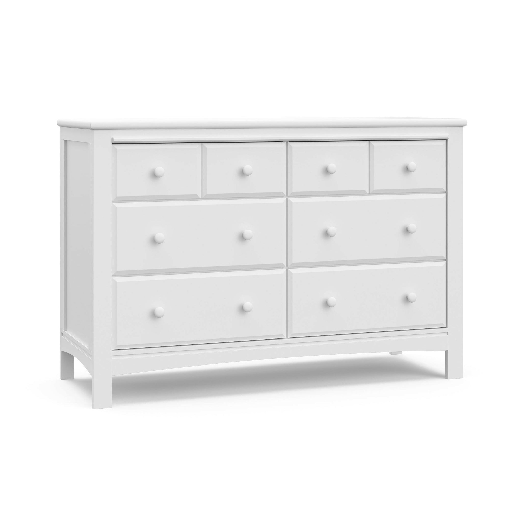 White 6 drawer dresser angled