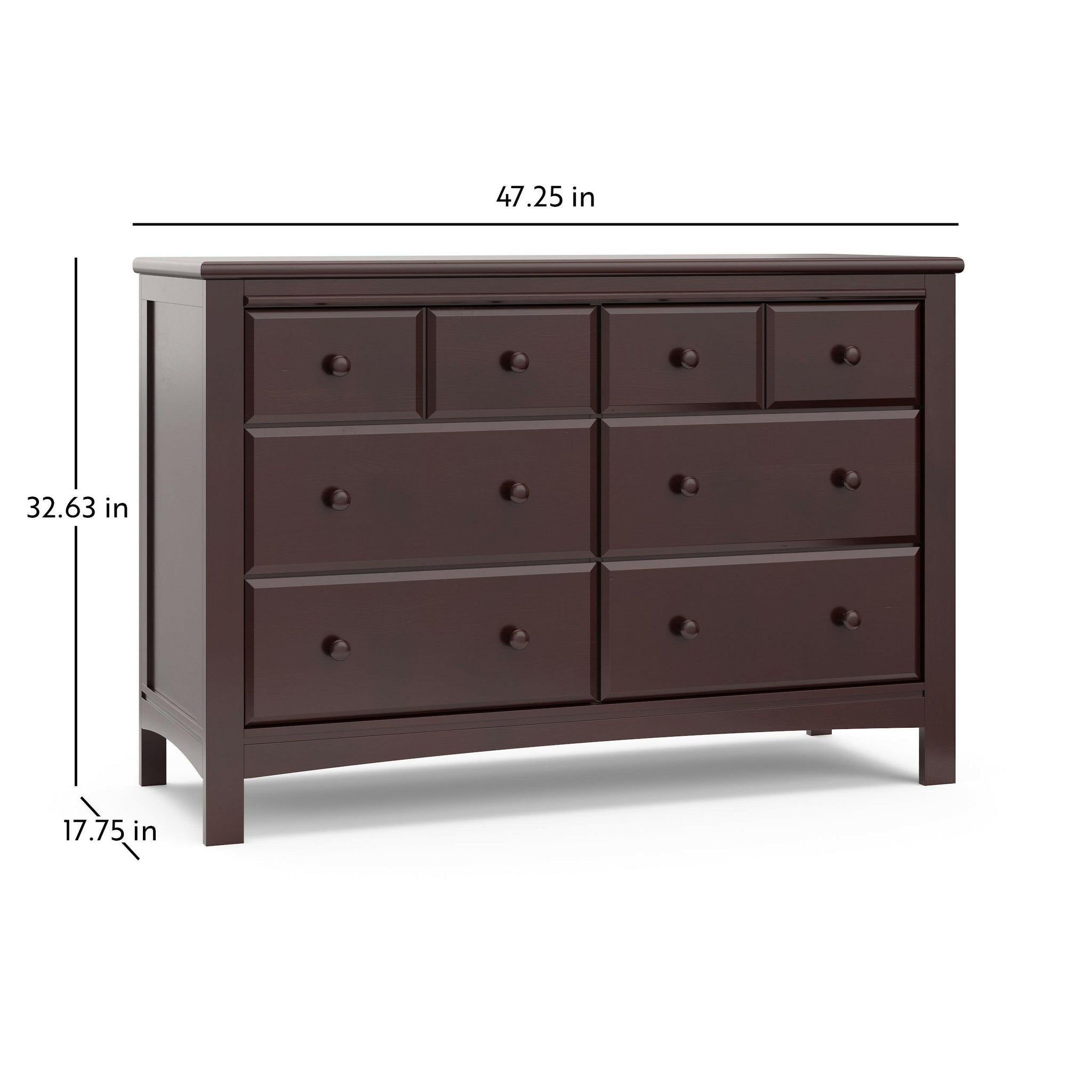 espresso 6 drawer dresser with dimensions