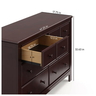 espresso 6 drawer dresser with dimensions