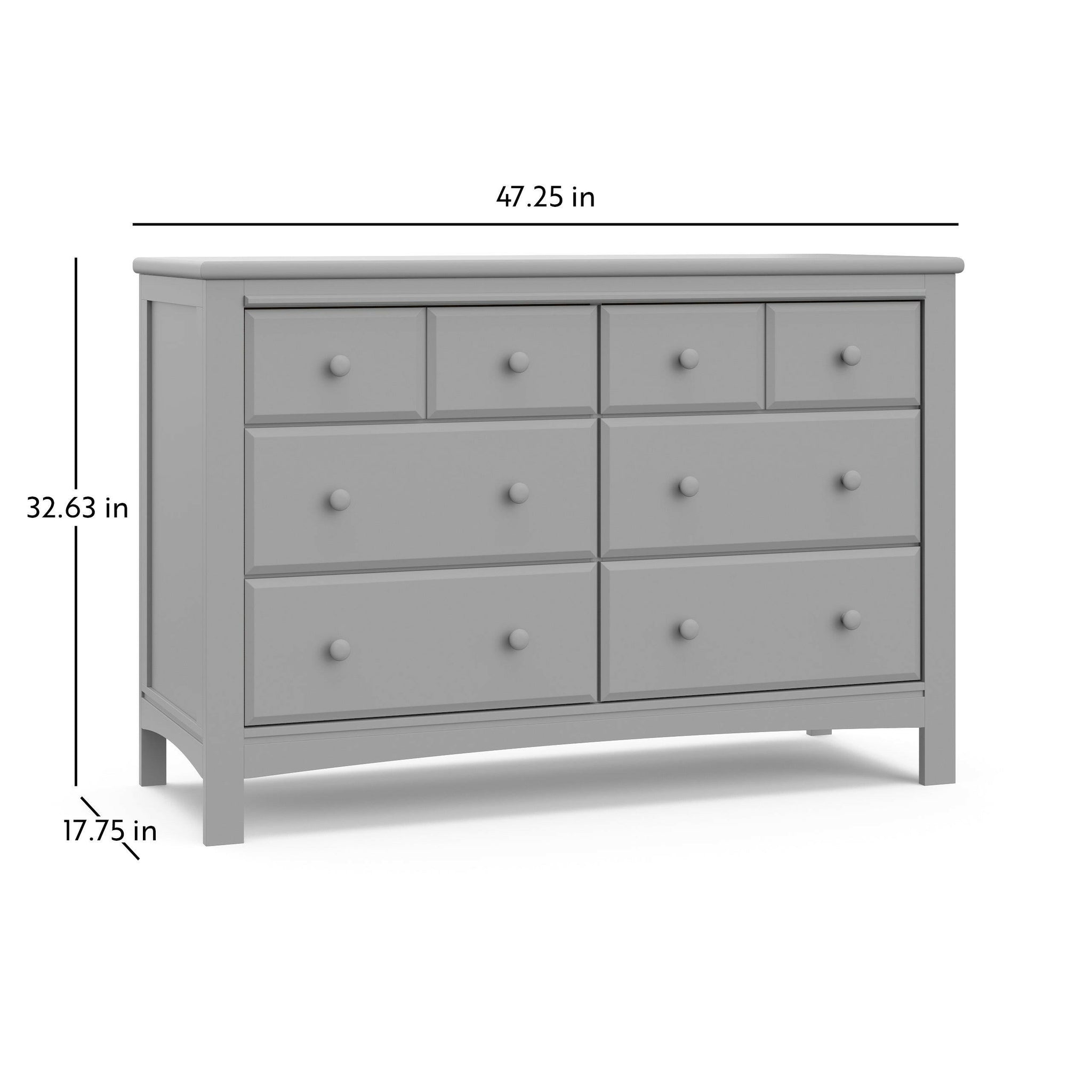 Pebble gray 6 drawer dresser with dimensions