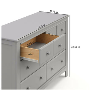 Pebble gray 6 drawer dresser with dimensions