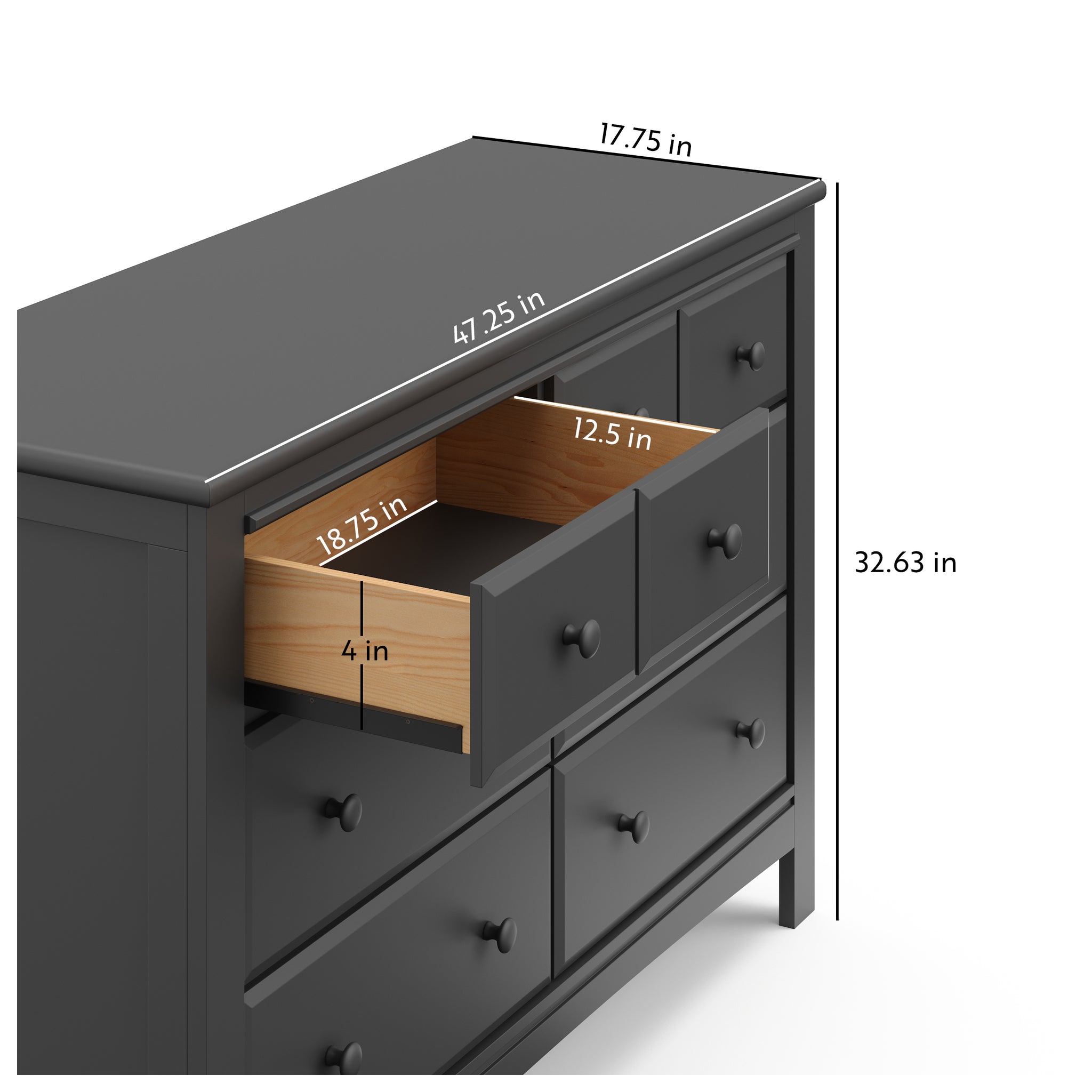 gray 6 drawer dresser with dimensions