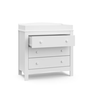 White 3 drawer chest with open drawer 