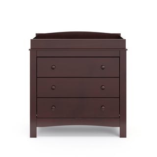 Front view of espresso 3 drawer chest