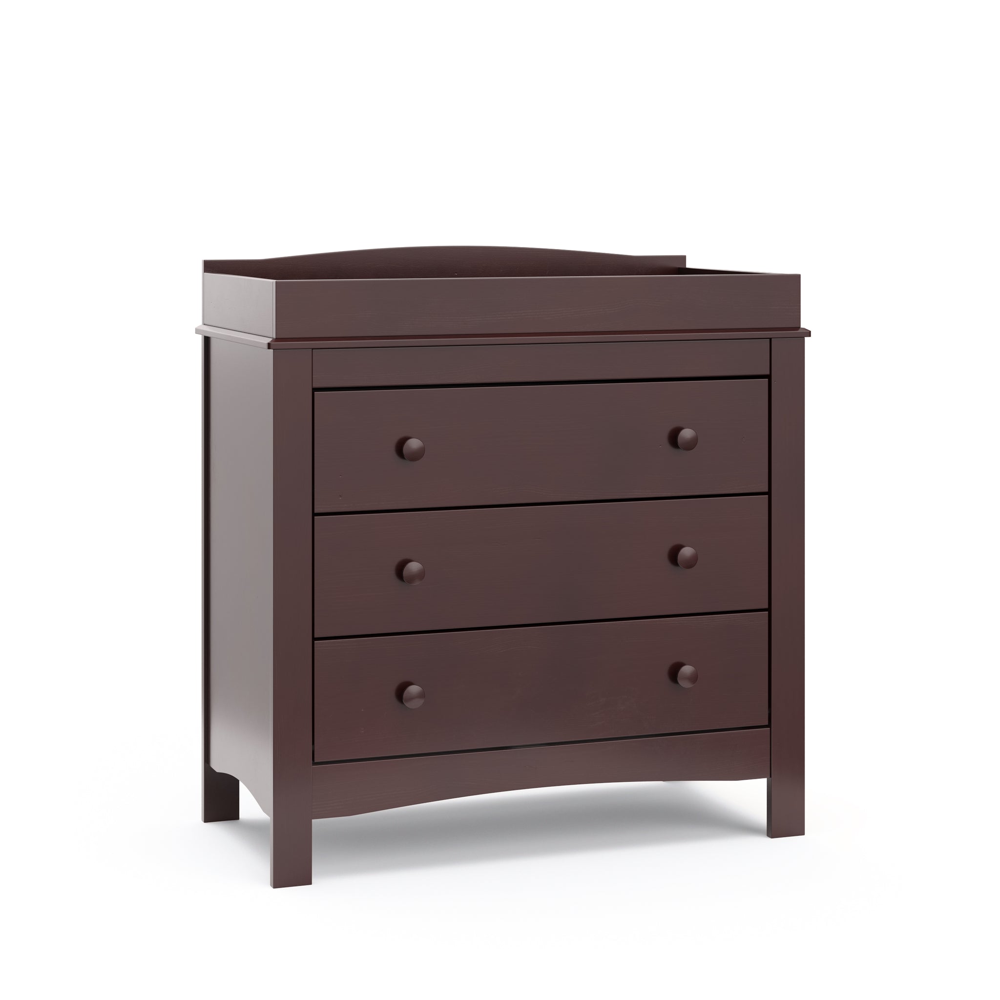 espresso 3 drawer chest angled