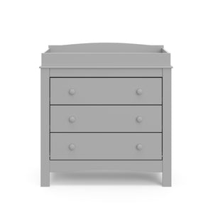 Front view of Pebble gray 3 drawer chest