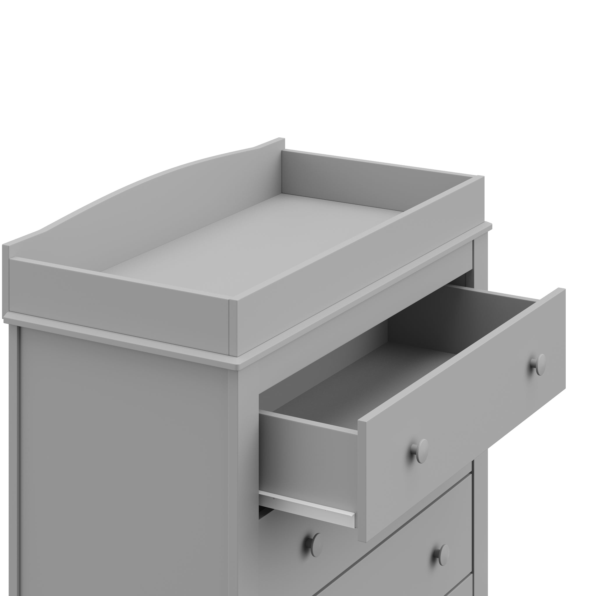 Pebble gray 3 drawer chest with open drawer 