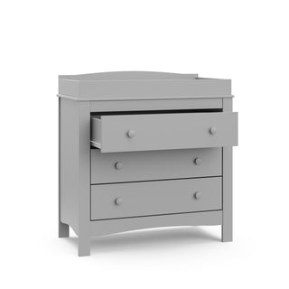 Pebble gray 3 drawer chest with open drawer 