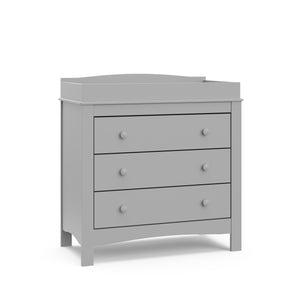 Pebble gray 3 drawer chest angled