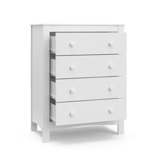 White 4 drawer chest with 4 open drawers
