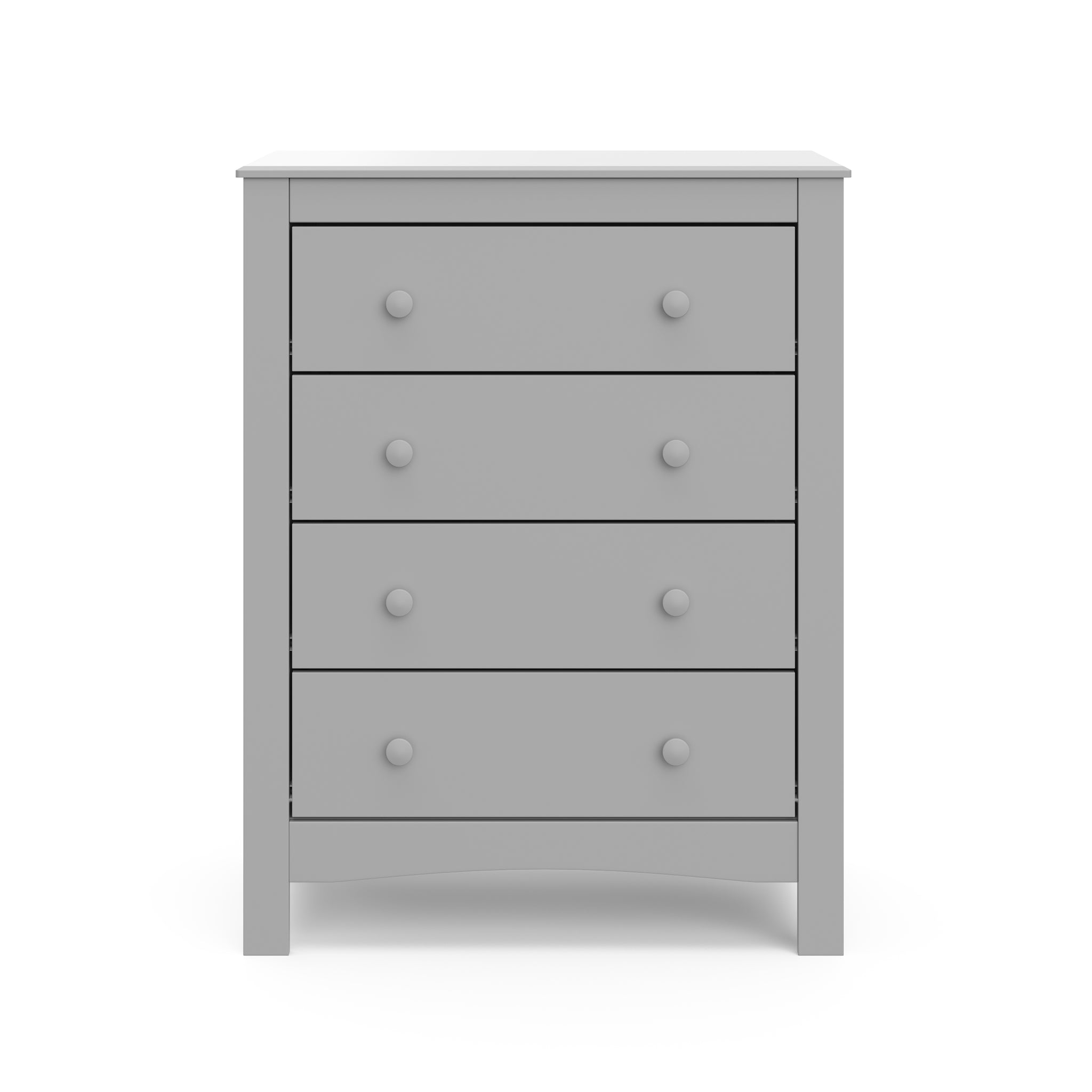 Front view of pebble gray 4 drawer chest