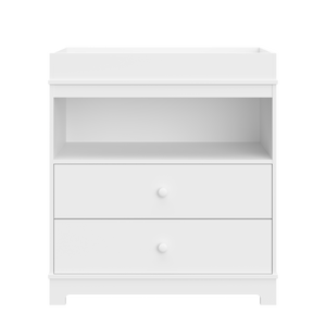 front view of white chest with changing topper