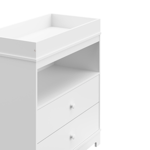 close-up view of white chest with changing topper