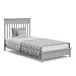pebble gray crib in full-size bed conversion with headboard