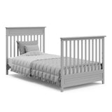 pebble gray crib in full-size bed conversion with headboard and footboard