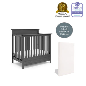 gray mini crib mattress graphic