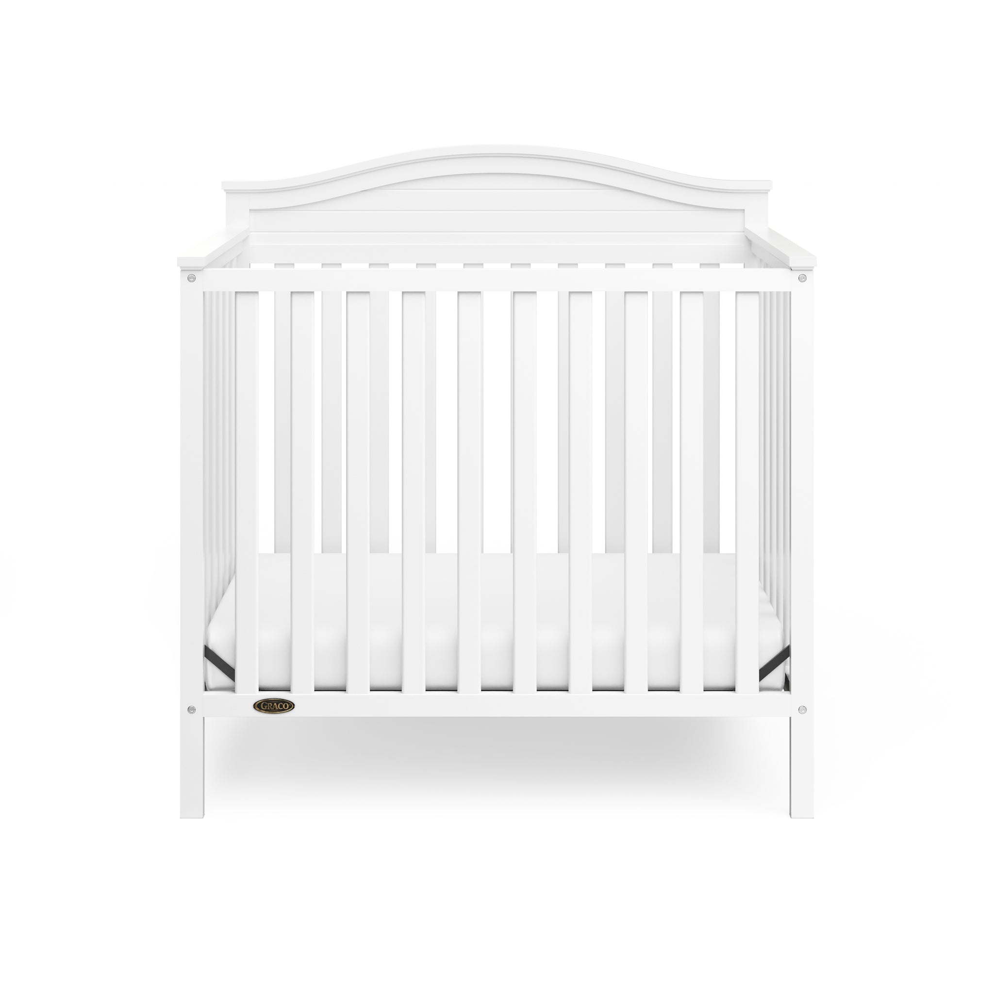 Front view of white crib