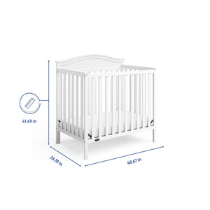 White crib dimensions graphic