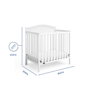 White crib dimensions graphic