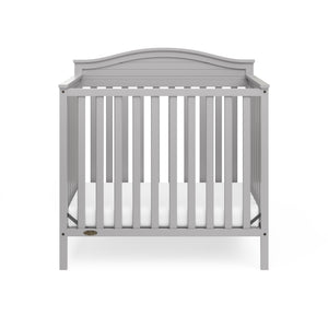 Front view of pebble gray crib