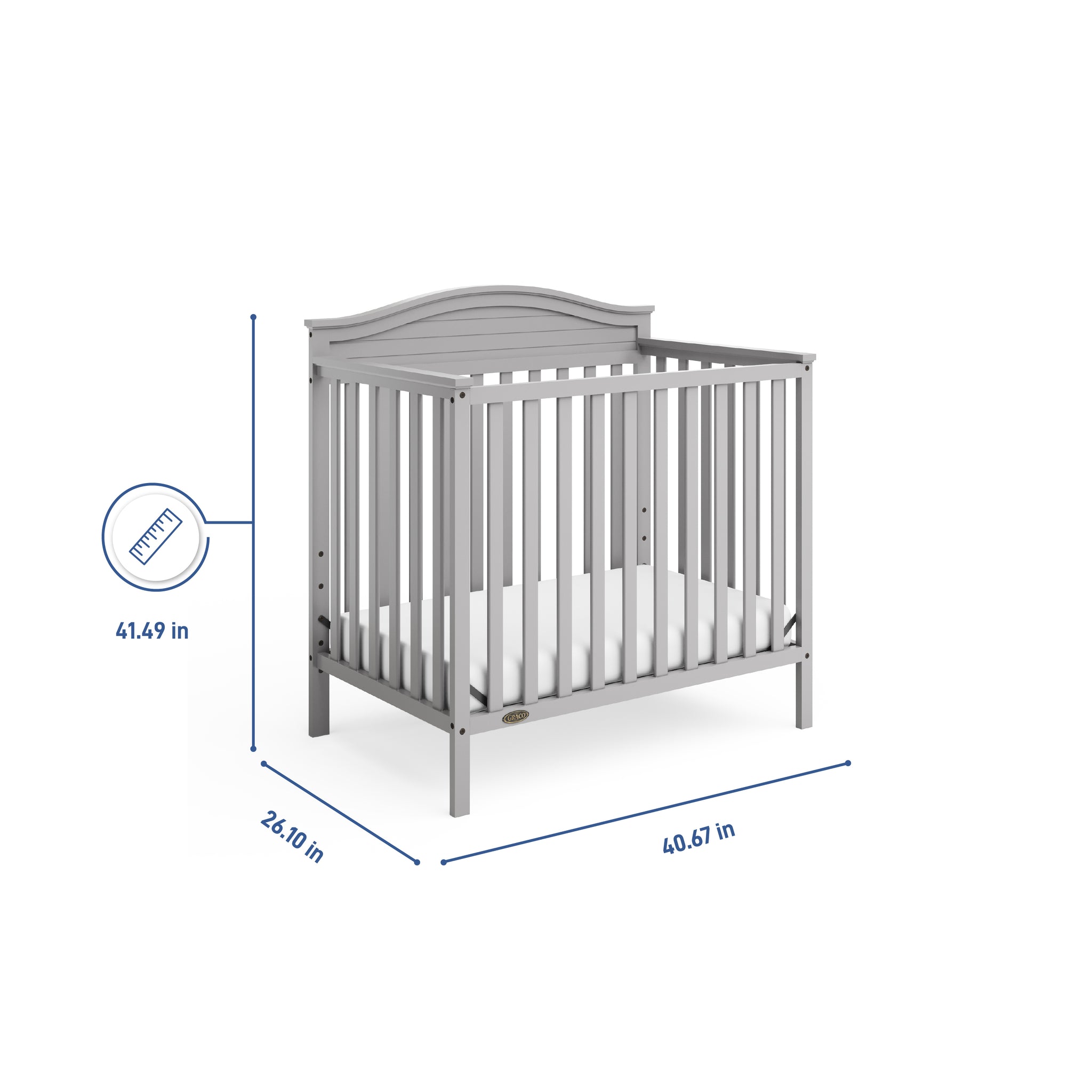 pebble gray crib dimensions graphic