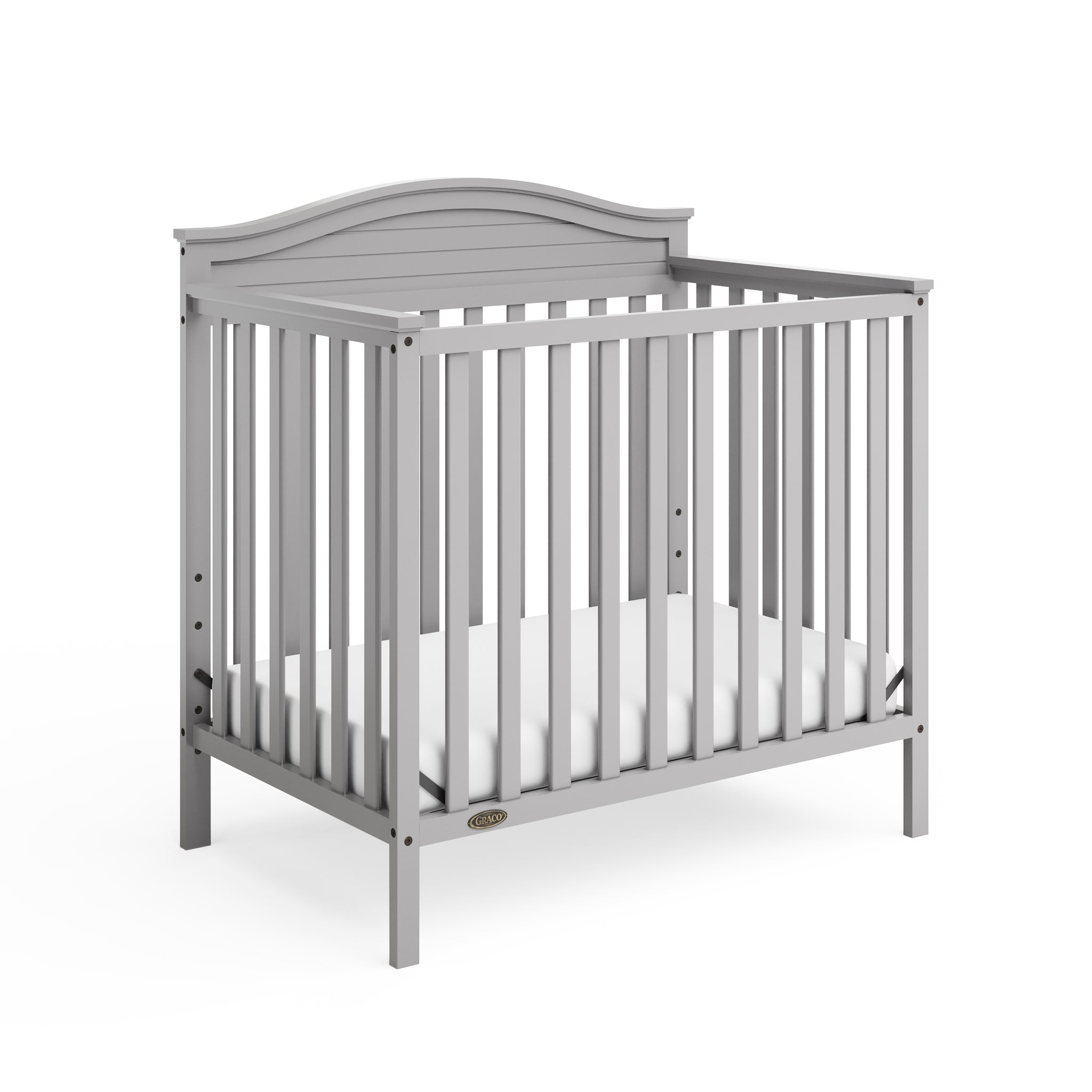 Pebble gray crib angled