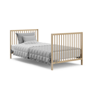 driftwood mini crib in full-size bed conversion with headboard and footboard