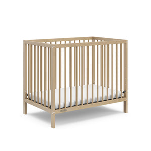 driftwood mini crib angled view