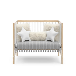 Natural with white mini crib in daybed conversion