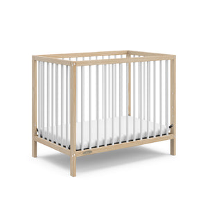 Natural with white mini crib angled view