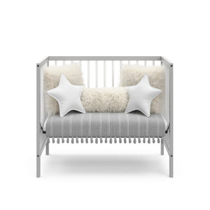 pebble gray with white mini crib in daybed conversion