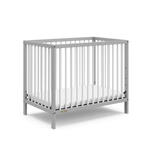 pebble gray with white mini crib