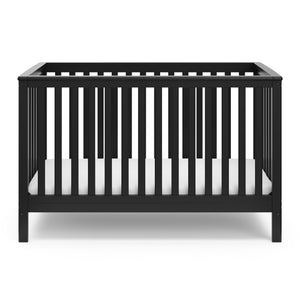 Front view of black crib