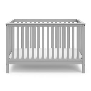 Front view of pebble gray crib