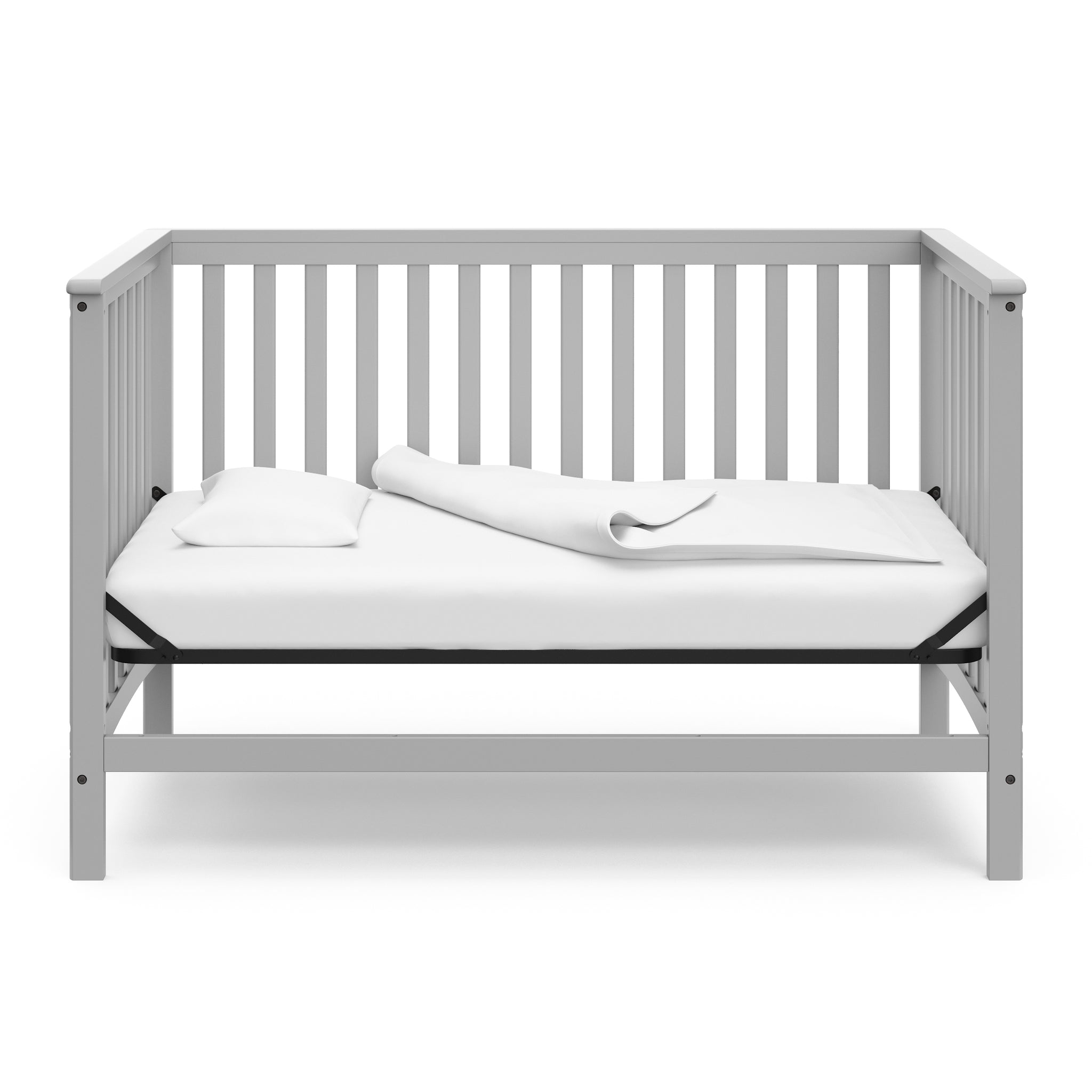 pebble gray crib in daybed conversion