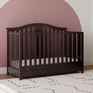 espresso crib with drawer in nursery