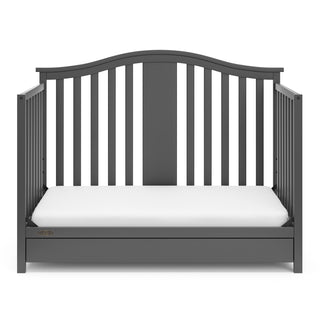 gray crib with drawer in toddler bed conversion