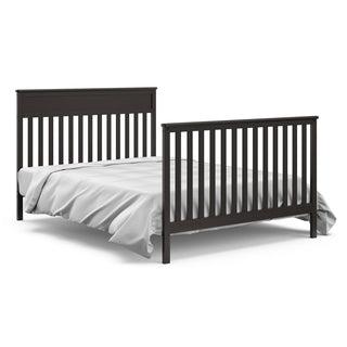 chocolate crib in full-size bed with headboard and footboard conversion