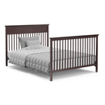 espresso crib in full-size bed with headboard and footboard conversion